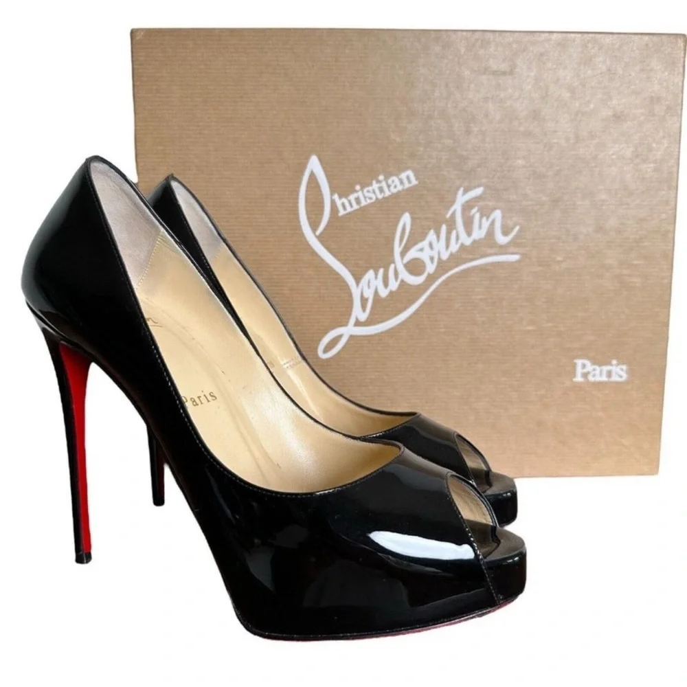 Christian Louboutin Very Prive 120 - black patent 39- EUC - Picture 1 of 8
